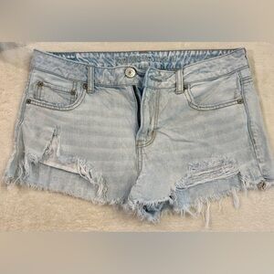 American Eagle Outfitters Light Blue Frayed Jean Shorts Size 8